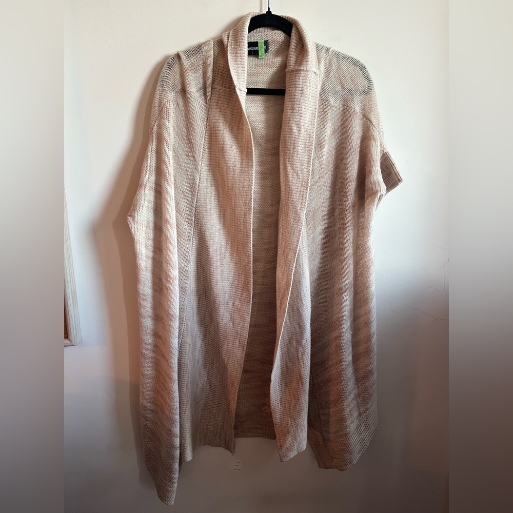 Zadig & Voltarie Deluxe Misti Print 100% Cashmere Beige Open Front Cardigan